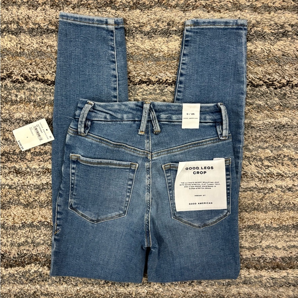 Good American Good Legs Crop Skinny Jeans Sz 0/25 NWT | Good American Skinny - - Picture 8 of 13